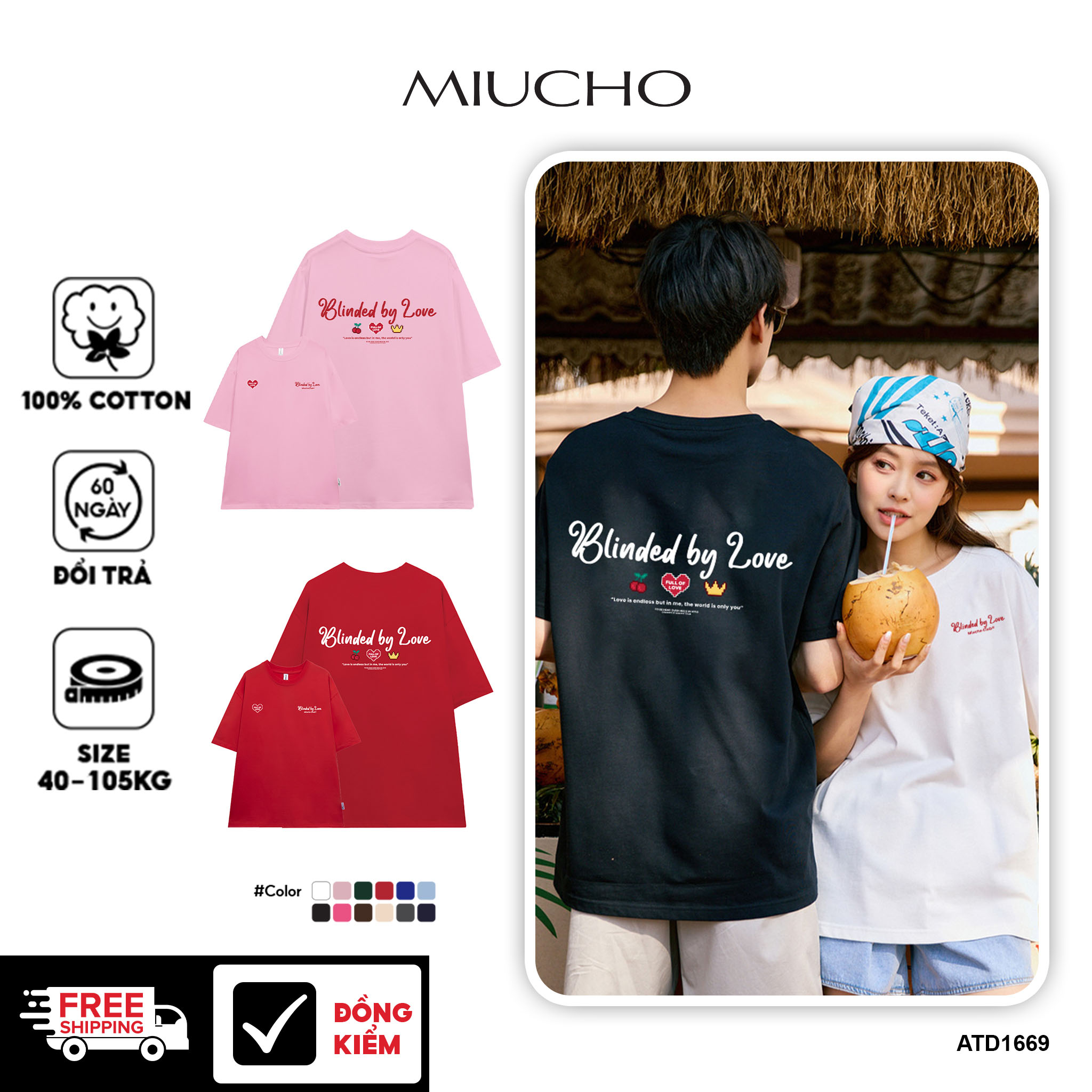 Áo thun cặp nam nữ đôi form rộng vải cotton co giãn thoáng mát ATD1669 Miucho in mix_thumbnail_1