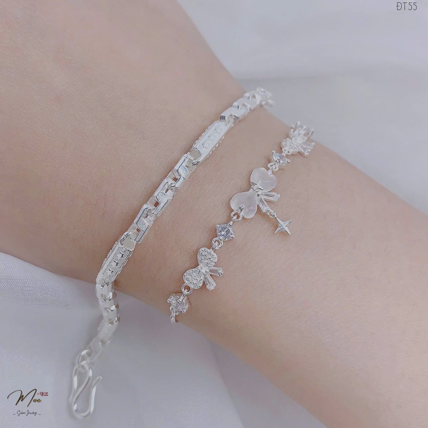 ĐT55 - Lắc tay đôi Nơ pha lê & ống đốt tinh tú_thumbnail_1