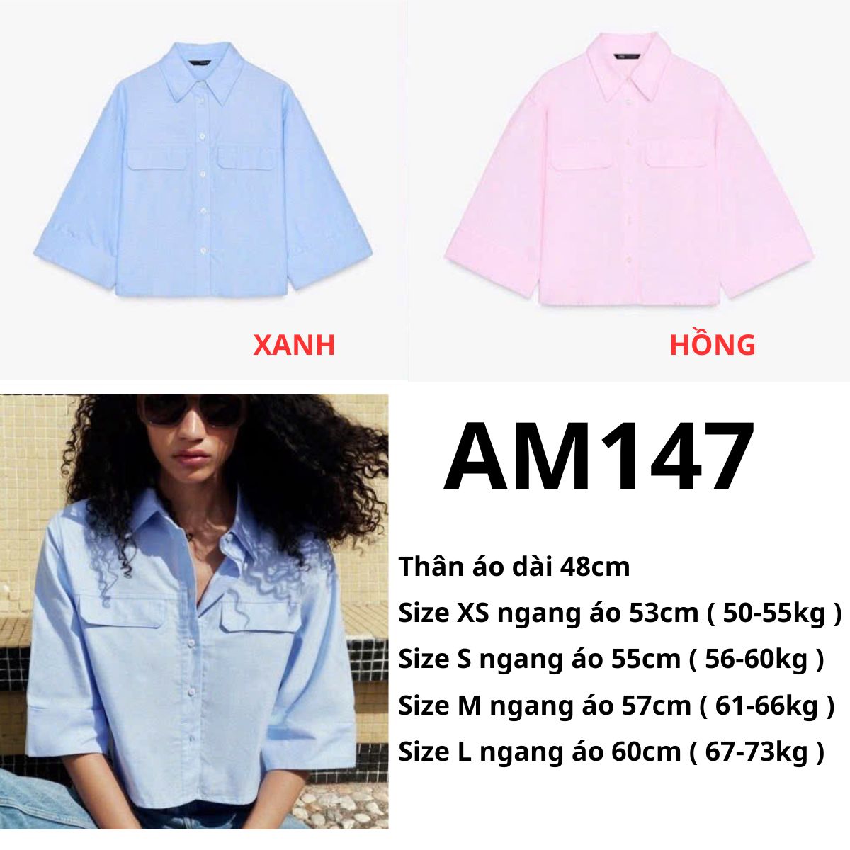 AM147  Áo sơ mi crop