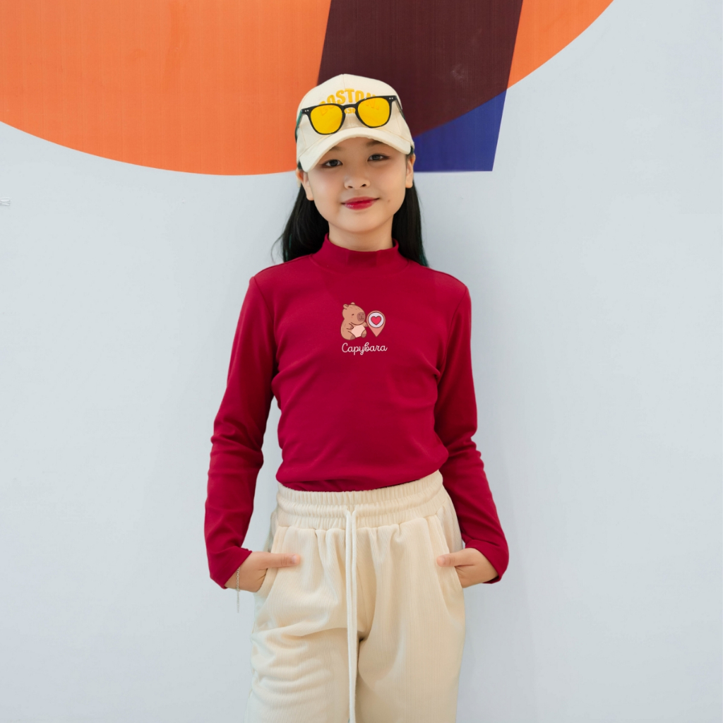 Áo thun bé gái tay dài chất liệu cotton bozip - Áo cổ trẻ em cổ lọ - LOZA G0221_thumbnail_10