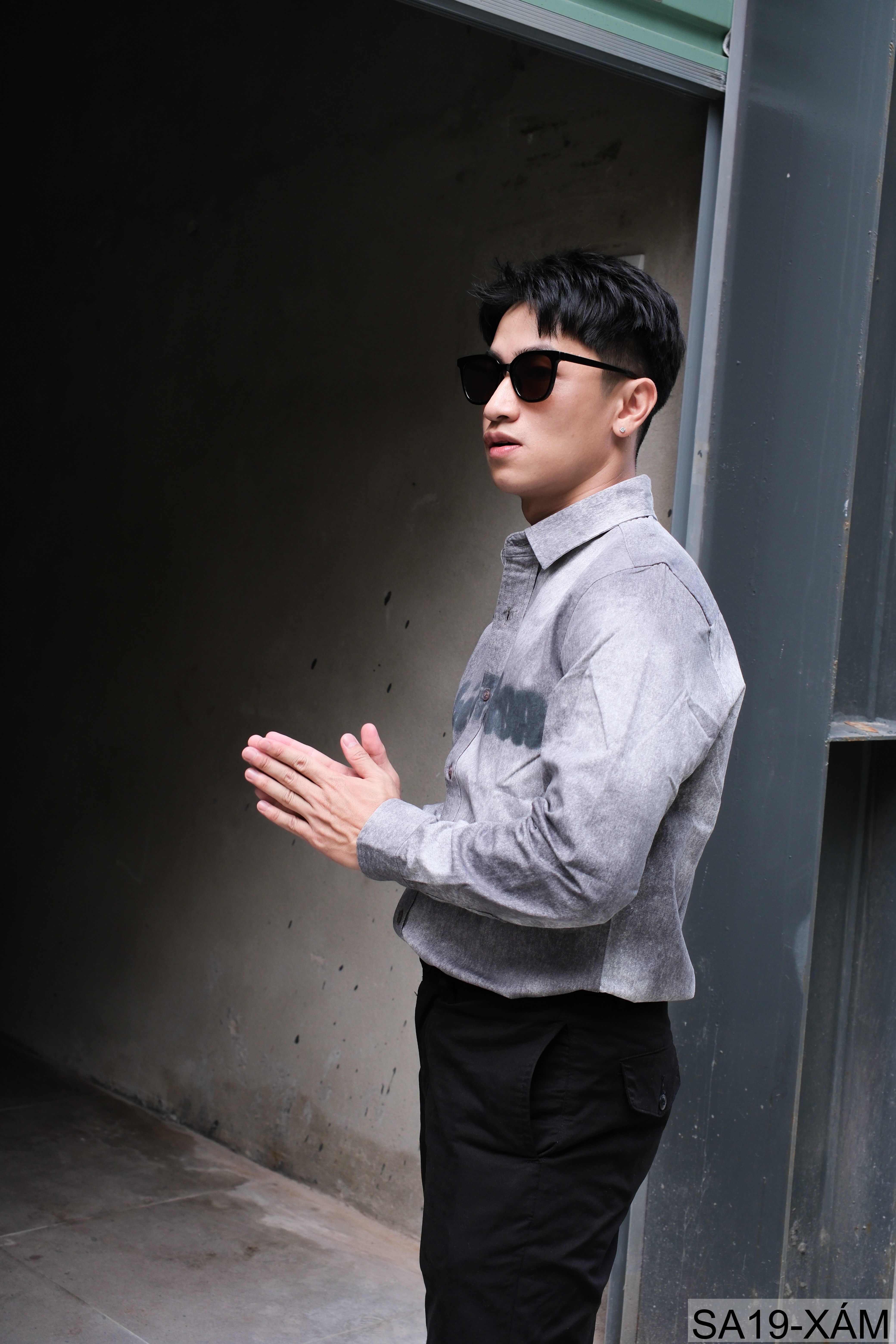 SA19 - Áo sơ mi nam dáng rộng phong cách streetwear, họa tiết in chữ, chất cotton mềm mại_thumbnail_3