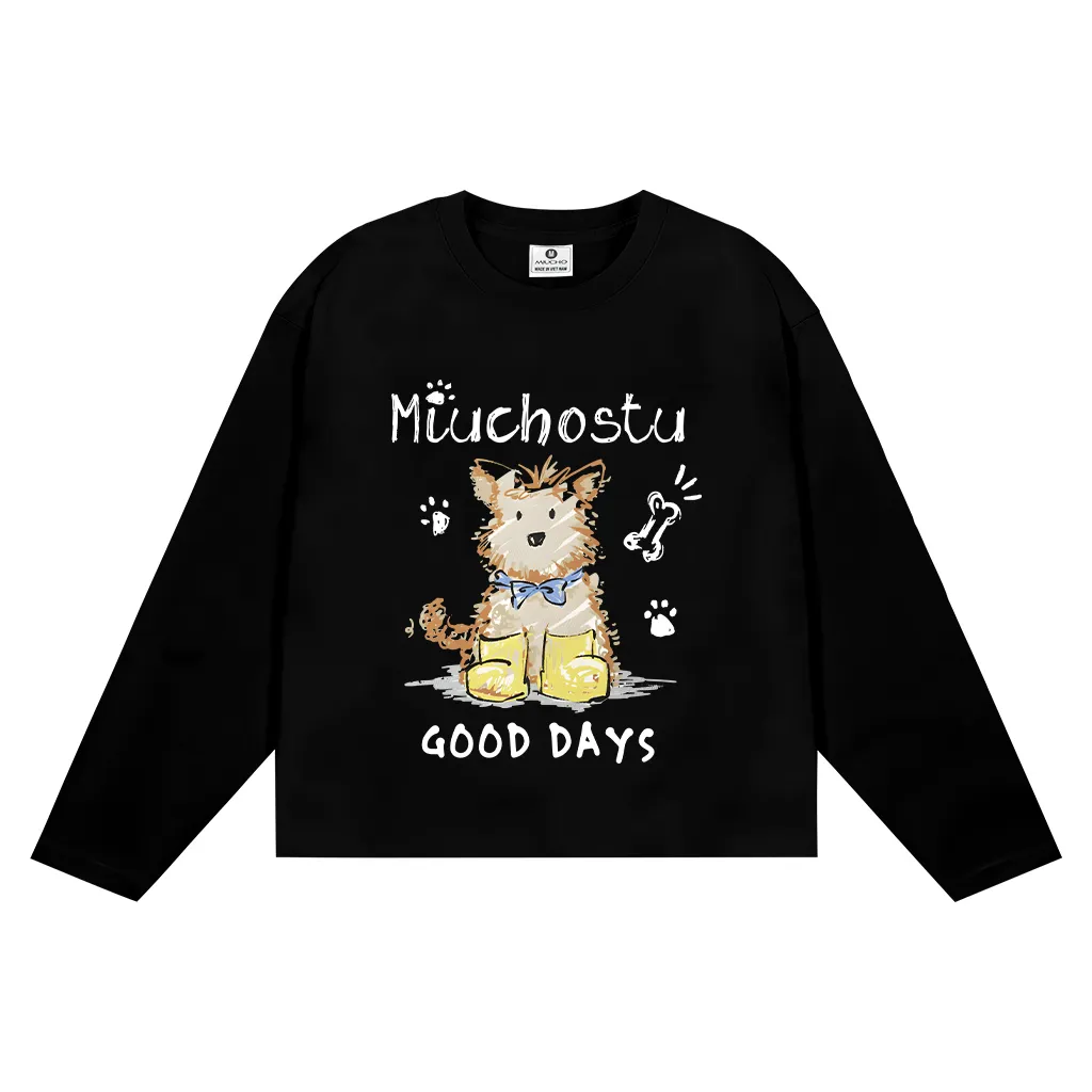 Áo thun tay dài form boxy Miucho vải cotton dày dặn thoáng mát Good days in mix 2800_thumbnail_9