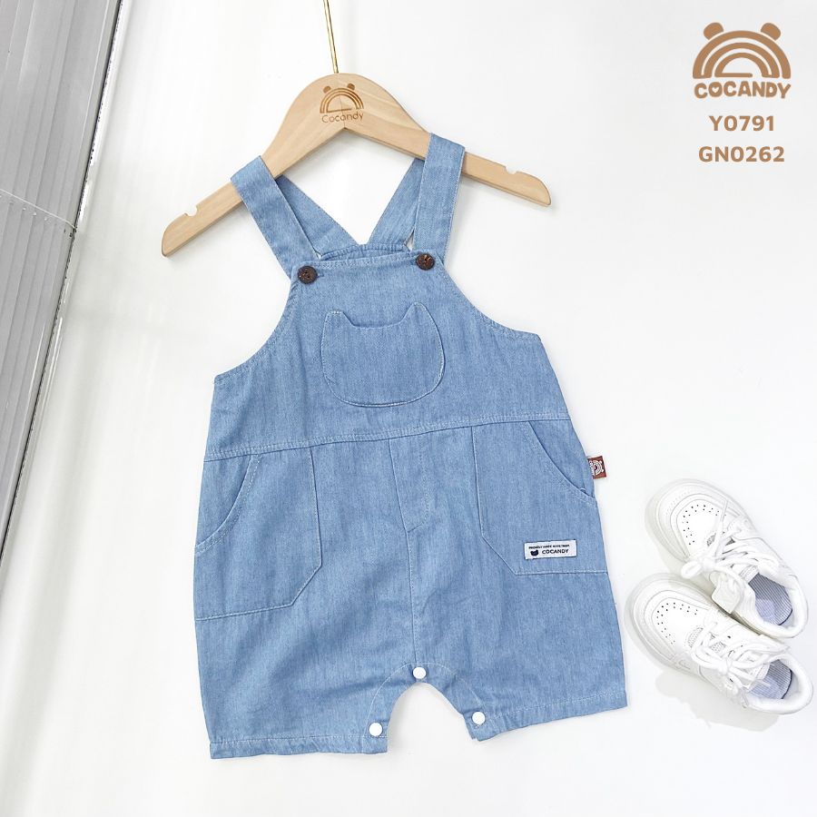 Yếm quần XANH ngực túi mèo