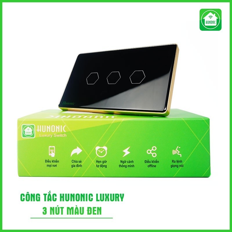 Công Tắc Cảm Ứng Hunonic (Luxury Hình Chữ Nhật) Viền Vàng, Công Tắc Thông Minh Wifi Điều Khiển Từ Xa Bằng Điện Thoại_thumbnail_2