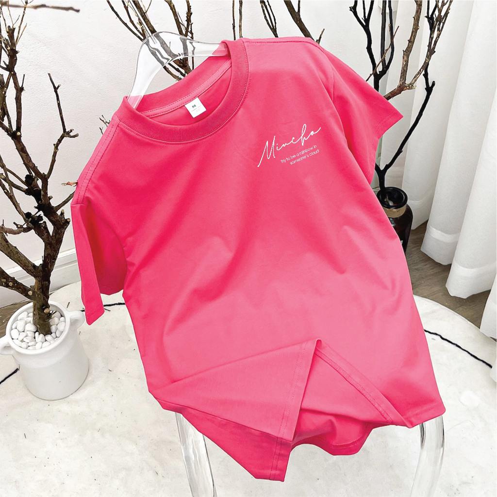 Áo thun nữ form vừa regular ARD524 Miucho Chic cotton cổ tròn in typography