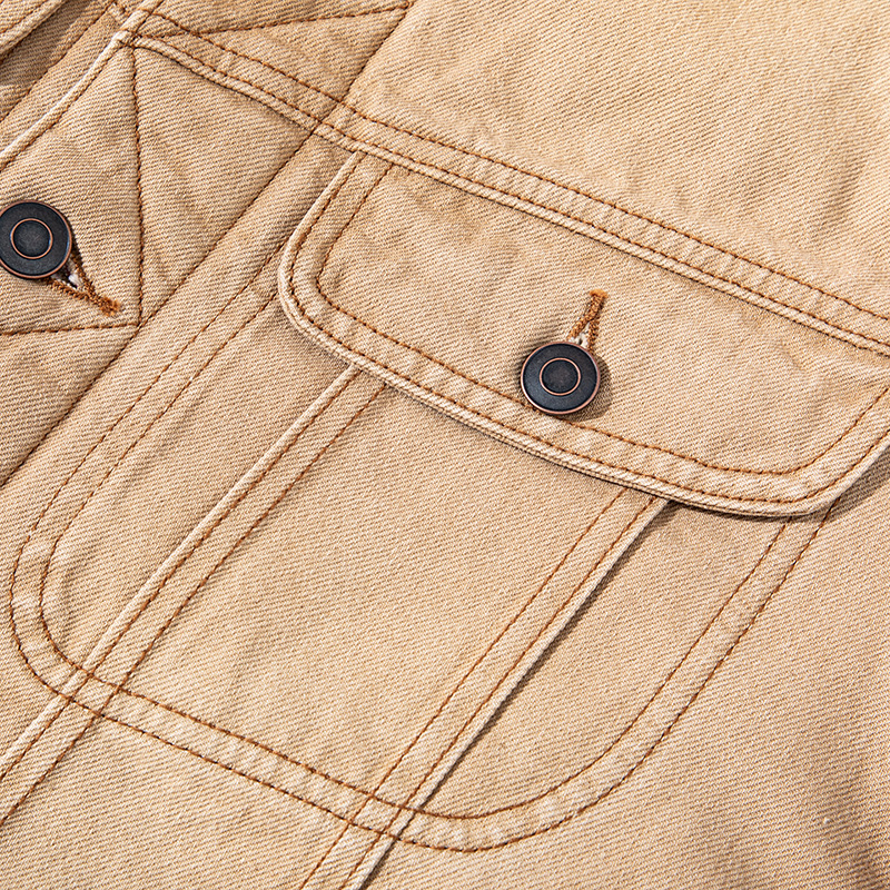 RRL Áo khoác Storm loạt giặt bẩn nhuộm sợi đảo bông ấm áp kẻ sọc áo khoác bông denim_thumbnail_4