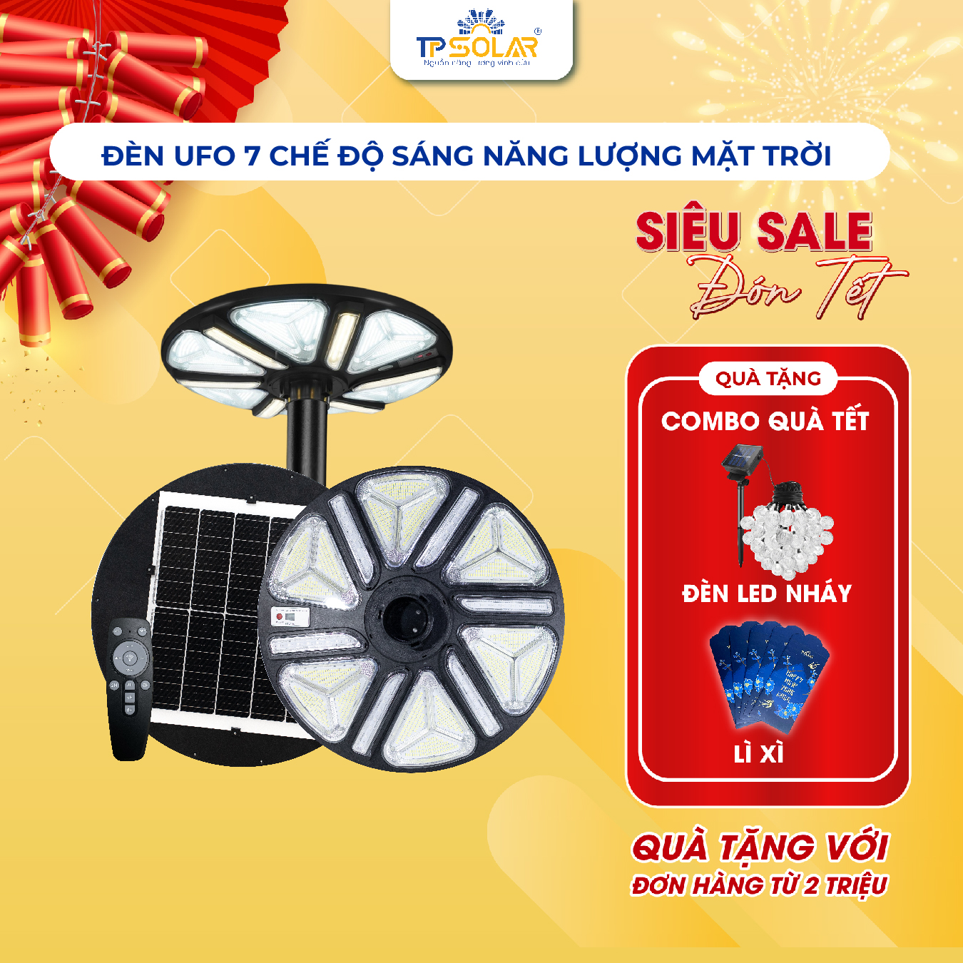 Đèn UFO trang trí 7 màu năng lượng mặt trời TP.UF12