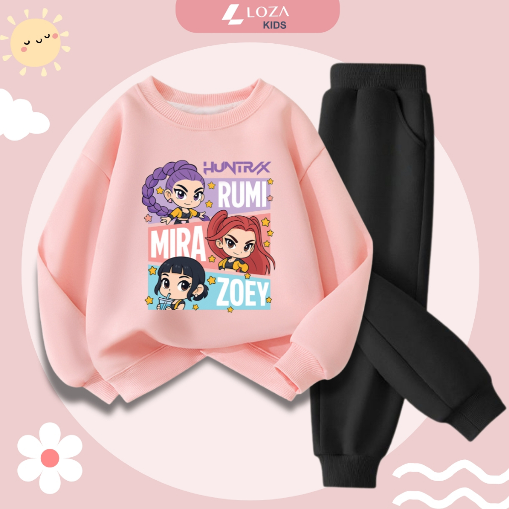 Set bộ nỉ bé gái in hình nhóm nhạc Huntrix - Loza Kids BI541