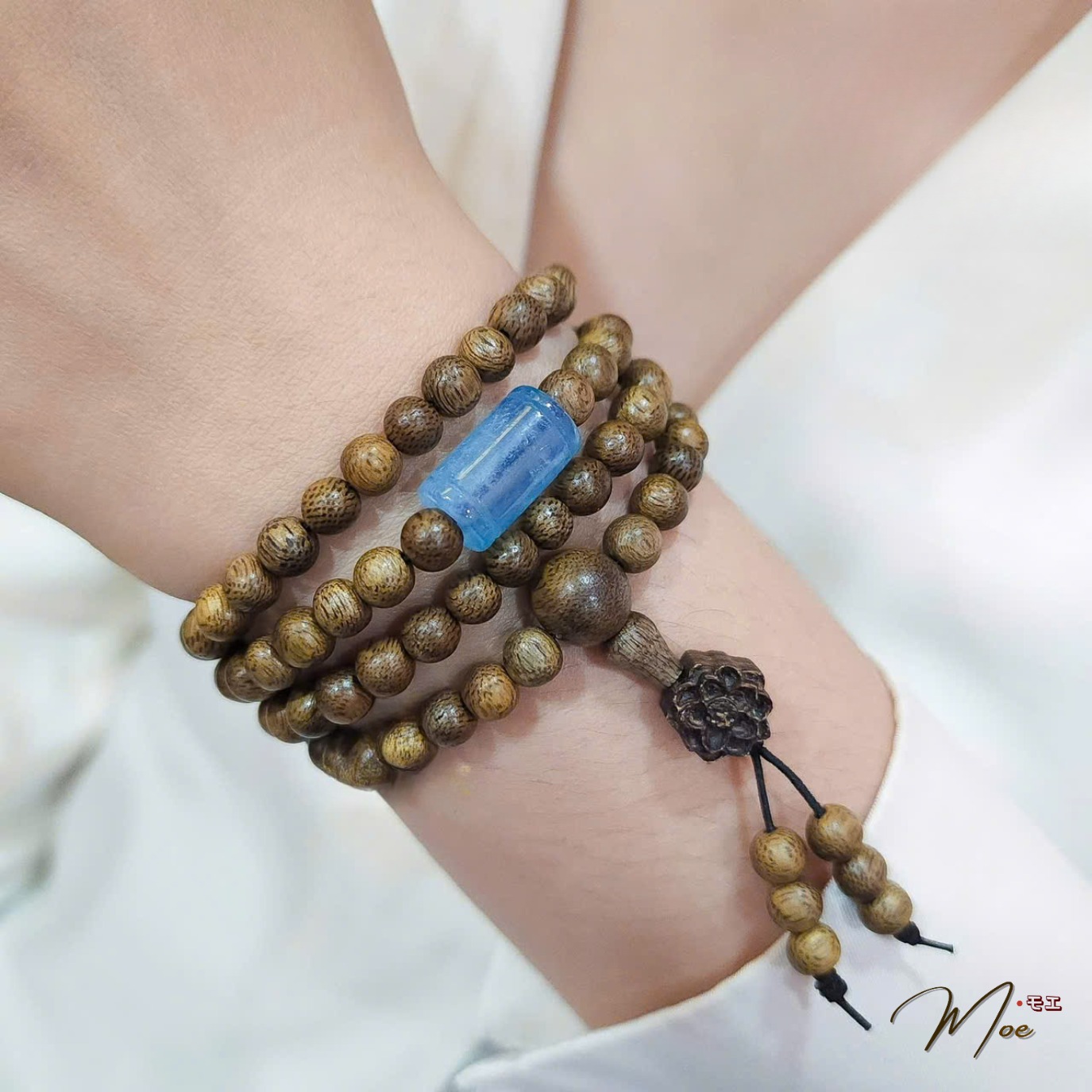 PT171 - Chuỗi vòng trầm tốc hoa sen mix lu thống đá tự nhiên_thumbnail_3