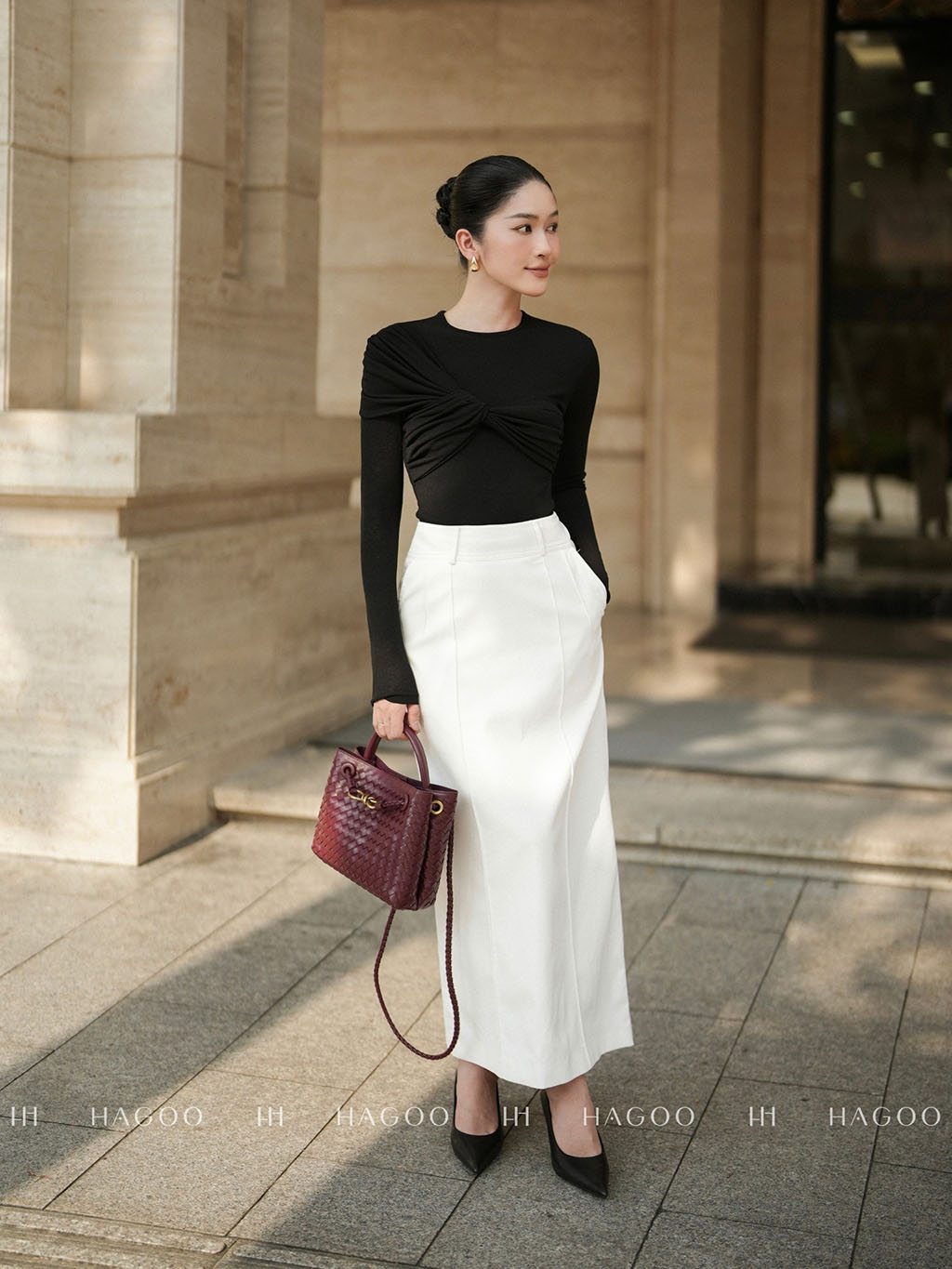 Áo thun xếp nếp nhún HAGOO_thumbnail_5