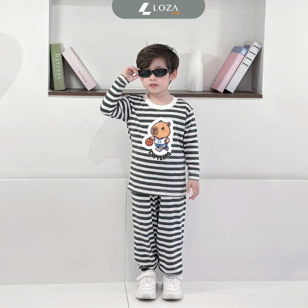 Bộ Thu - Đông kẻ bé trai in hình Capybara - Loza Kids TK552_thumbnail_4