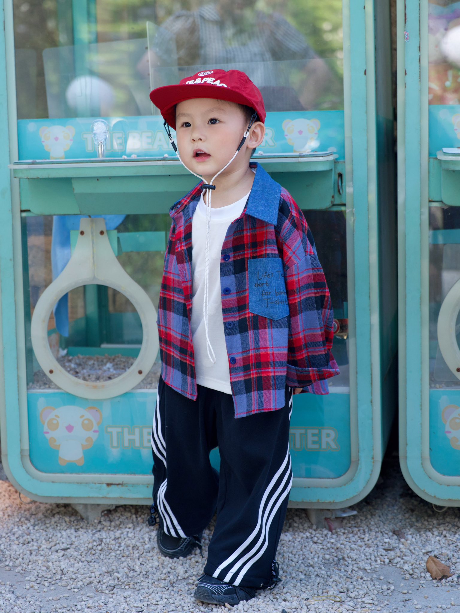 Áo sơ mi cotton caro phối cổ bò cho bé