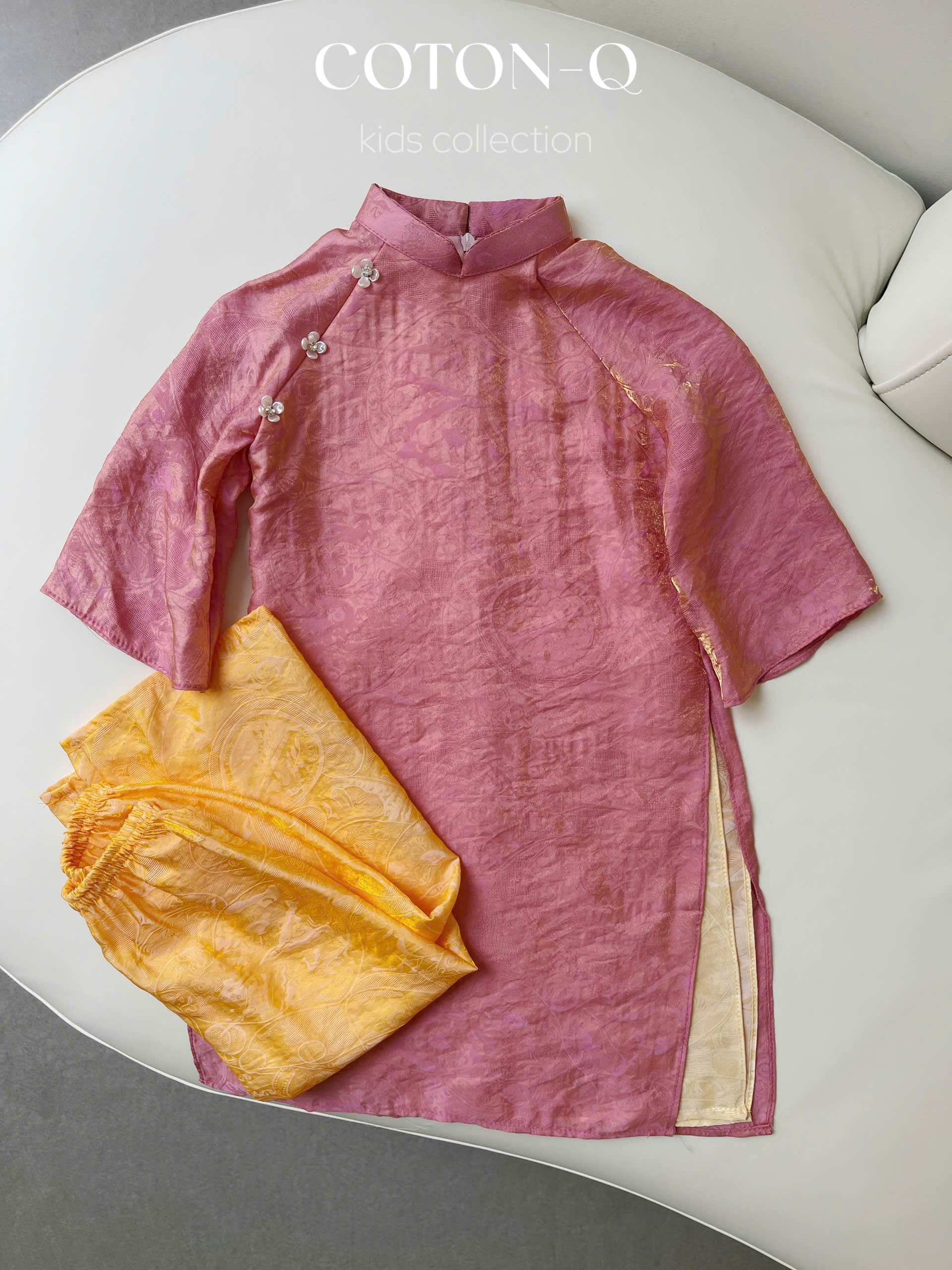 Set áo dài bé 4 tà ( XANH )_thumbnail_5