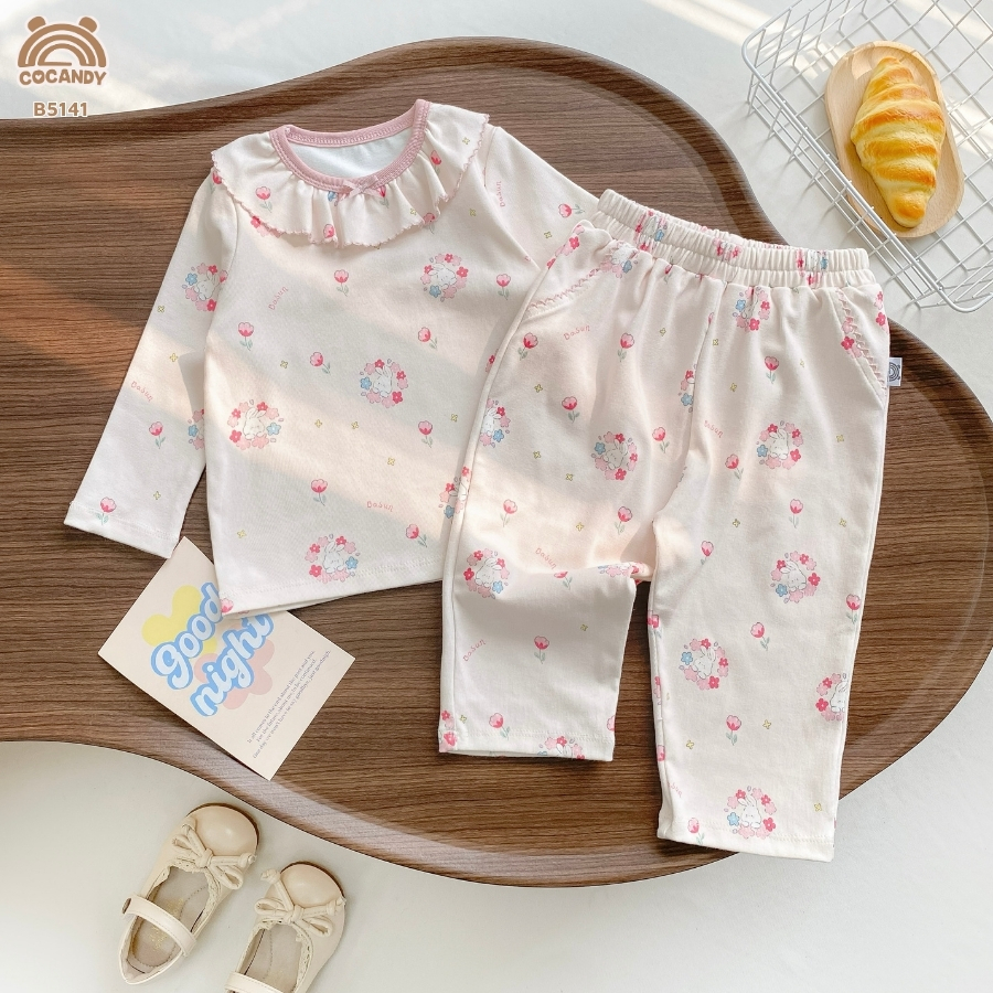 Bộ dài BE họa tiết thỏ hoa hồng