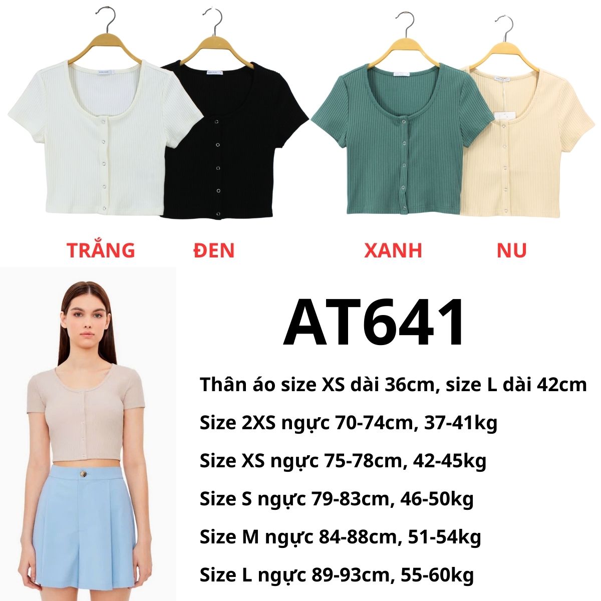 AT641 Áo thun gân crop GJ