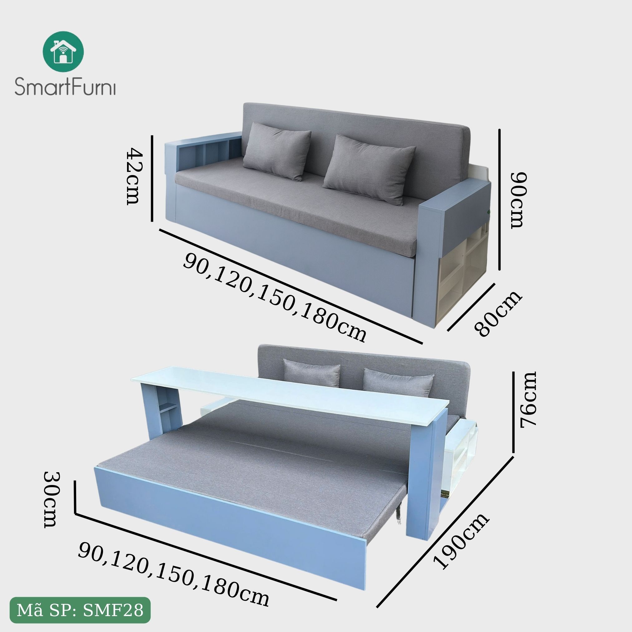 Sofa giường 4 trong 1 SmartFurni SMF28 - Tích hợp bàn làm việc + bàn ăn_thumbnail_1