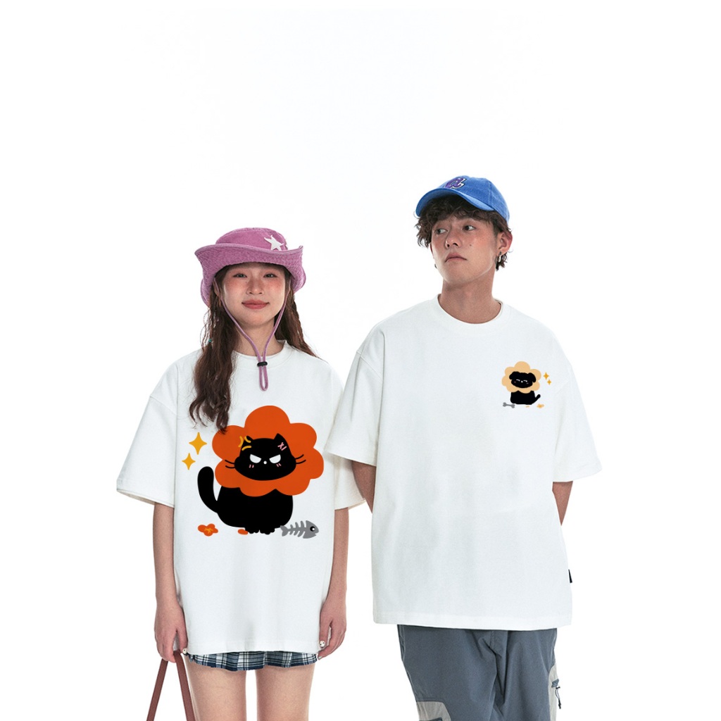 Áo thun couple cặp đôi cực dễ thương form rộng unisex ATD1061 Miucho tay lỡ cổ tròn in artwork_thumbnail_5