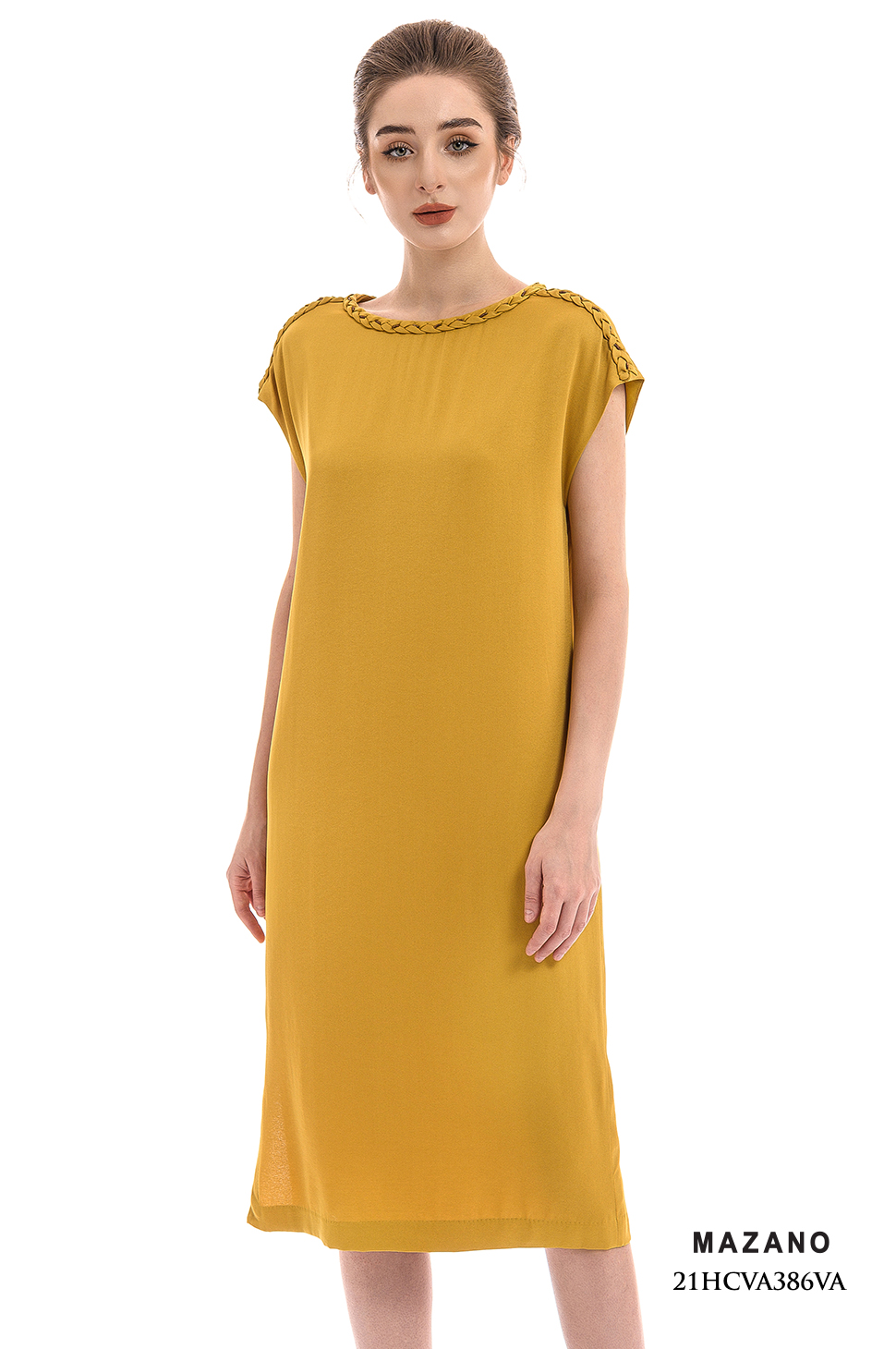 Đầm suông vàng trang trí cổ_thumbnail_3