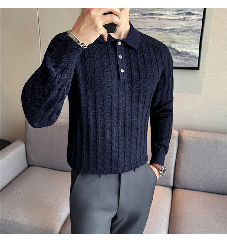 PA24 – Áo polo dệt kim len cừu pha phong cách retro_thumbnail_2