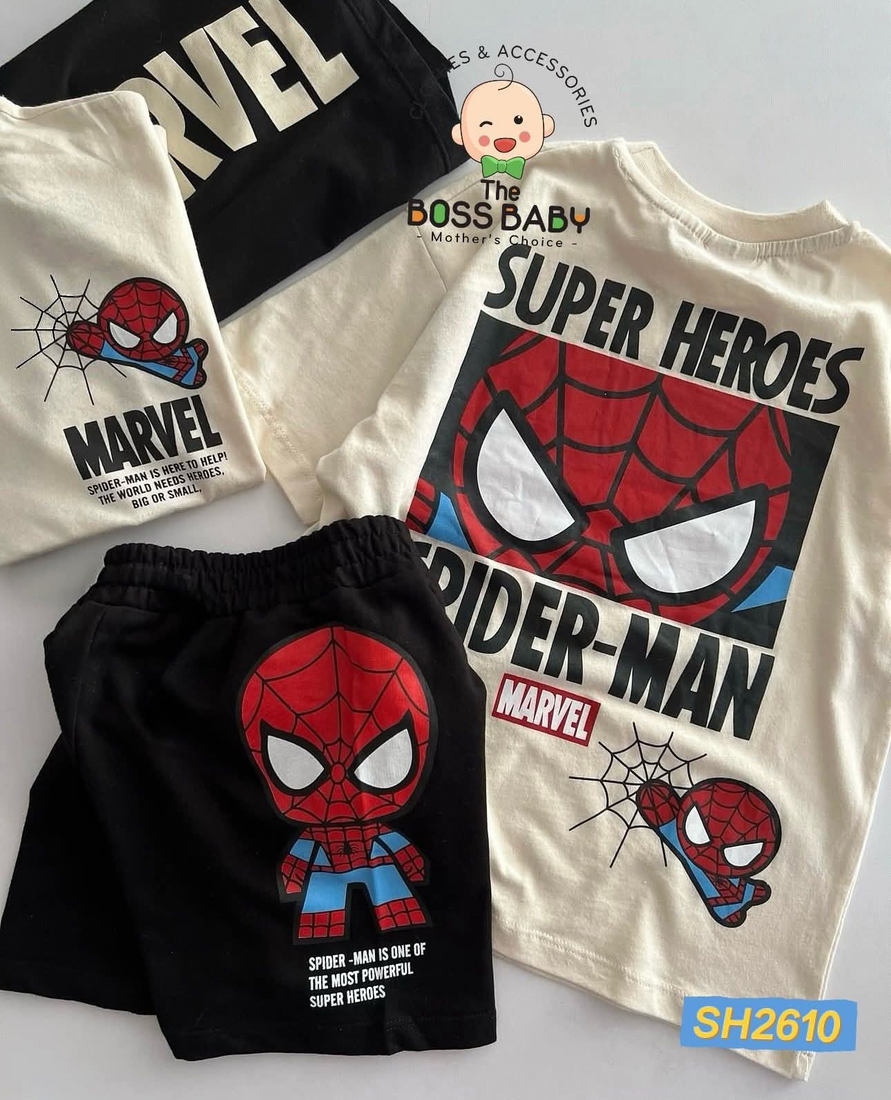 Set bộ cotton be đen nhện hero