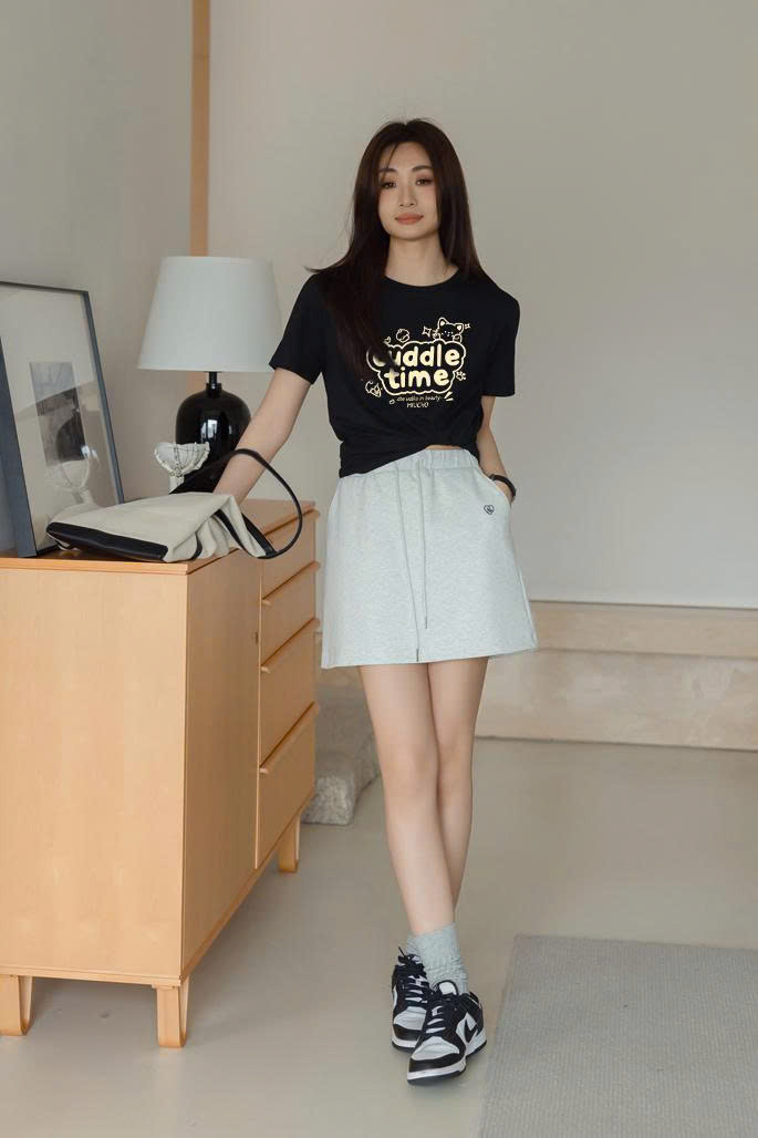 Áo thun nữ form vừa regular dáng ngắn cổ tròn ARD2288 Miucho vải cotton co giãn thoáng mát in mix_thumbnail_3