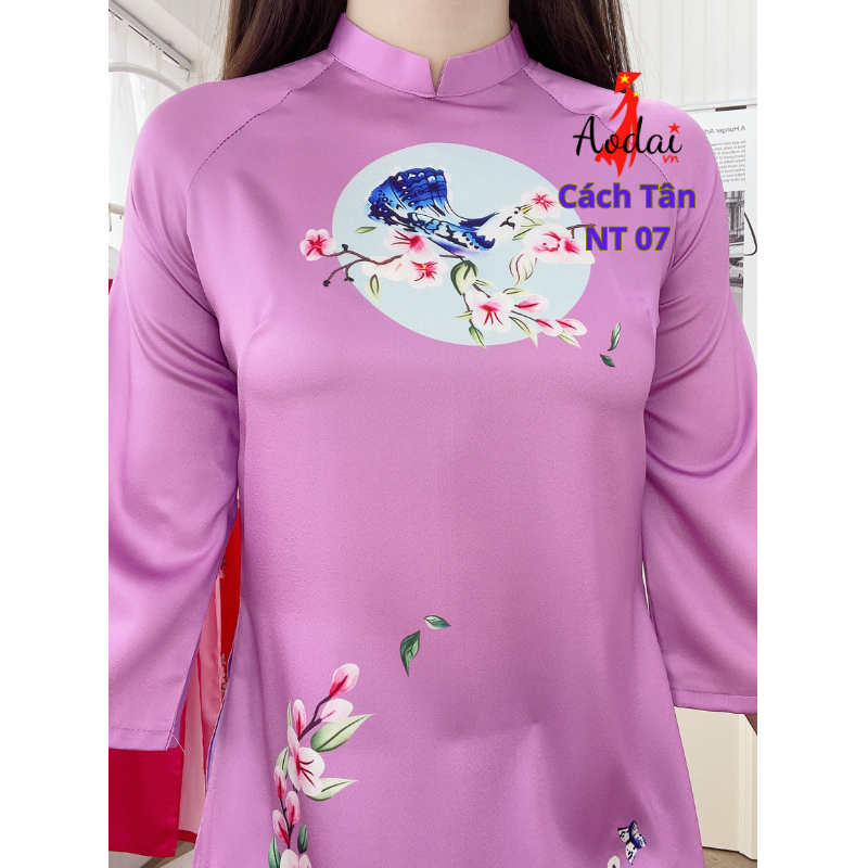 Áo dài Cách tân NT07 lụa ngtrai màu tím cà AODAIVN KHẢ TRANG áo dài may sẵn giá rẻ, Áo dài đẹp