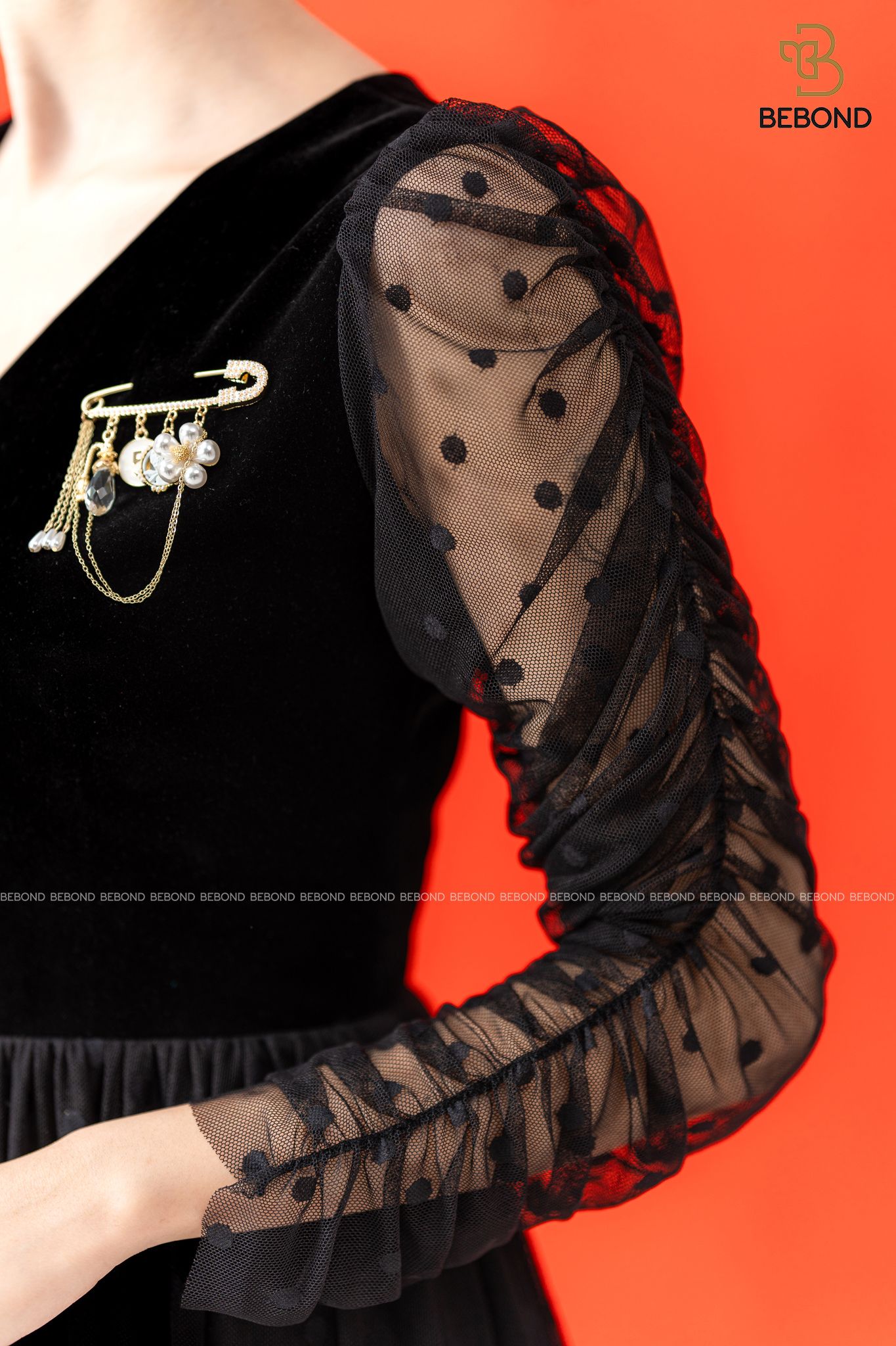 Đầm ren họa tiết phối nhung MÀU ĐEN- DIANA Dress_thumbnail_5