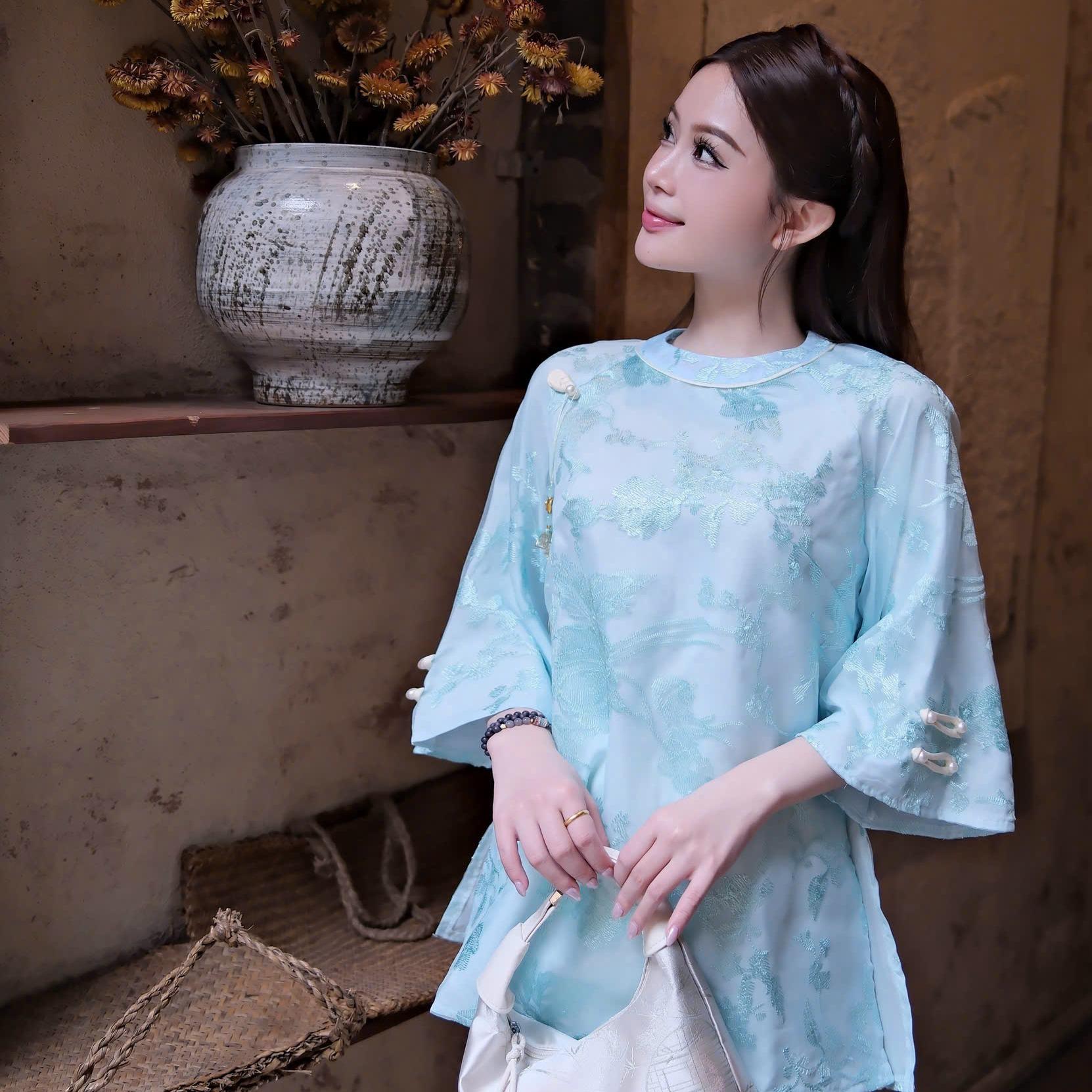 PP409 TINH NHI Pháp phục voan tơ 2 lớp tặng kèm charm tiểu thư sang trọng_thumbnail_7