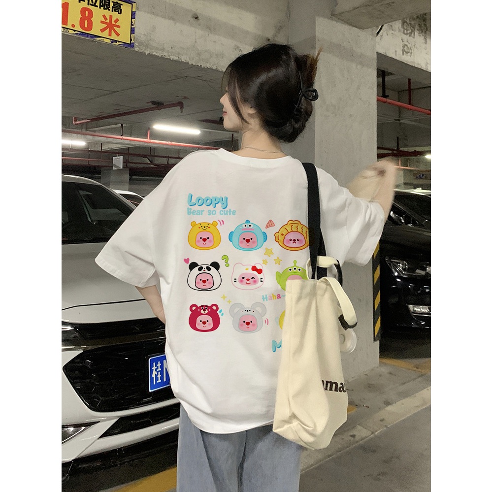 Áo thun Loopy Hải Ly form rộng ATD652 Miucho cotton cổ tròn in artwork_thumbnail_10