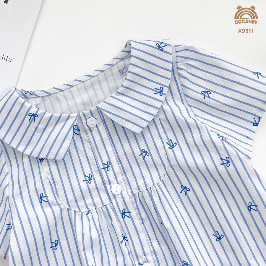 Áo cộc kẻ XANH họa tiết nơ_thumbnail_4