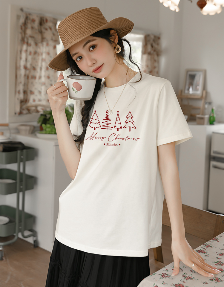 Áo thun nữ giáng sinh noel form vừa regular vải cotton 4c thoáng mát 1762 Miucho Chic Chic in mix_thumbnail_3