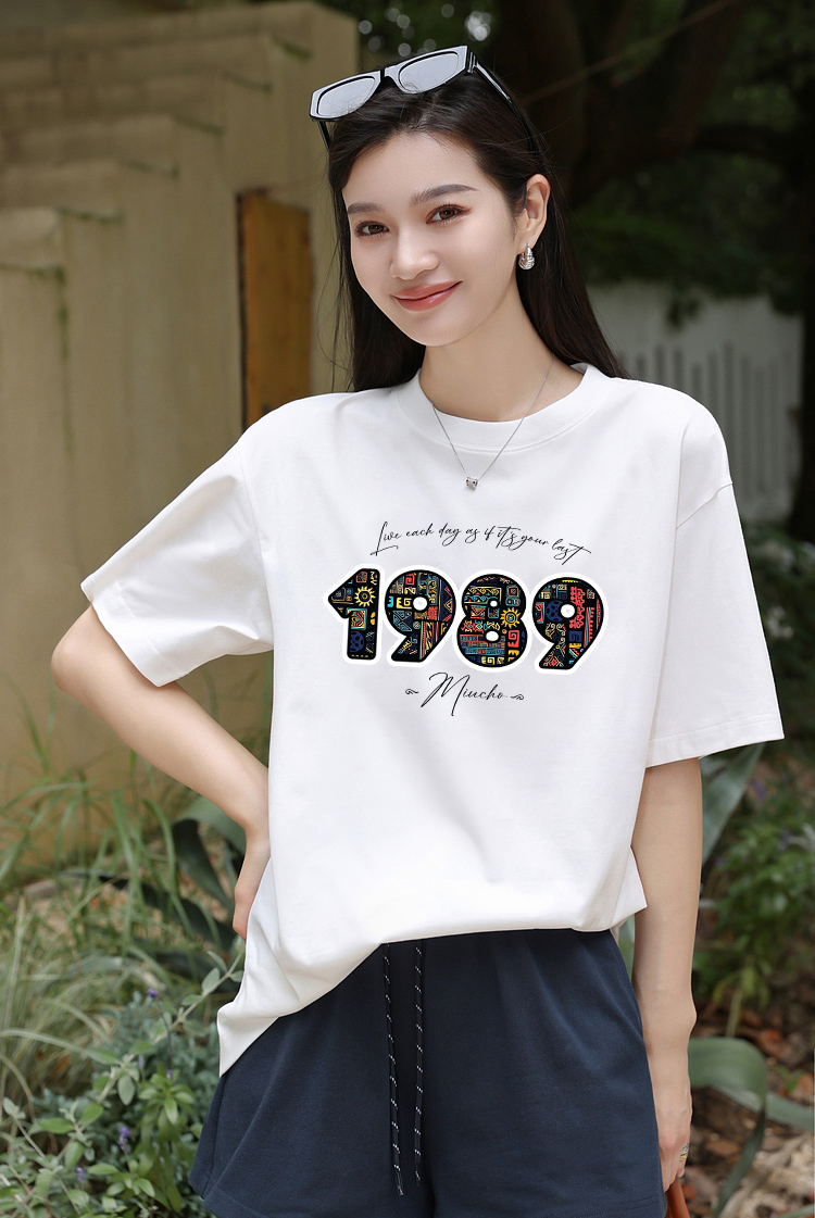 Áo thun nữ in năm sinh 1989 form vừa regular vải cotton 4c thoáng mát ARD1776 Miucho Chic in mix_thumbnail_4