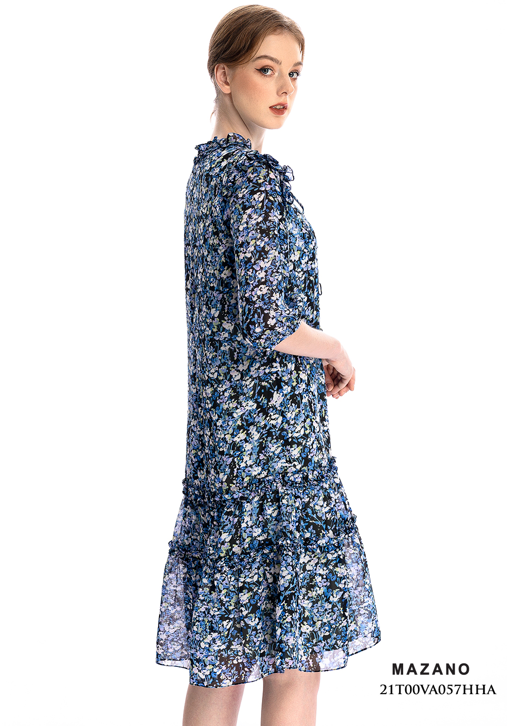 Đầm suông xanh họa tiết chân bèo_thumbnail_1