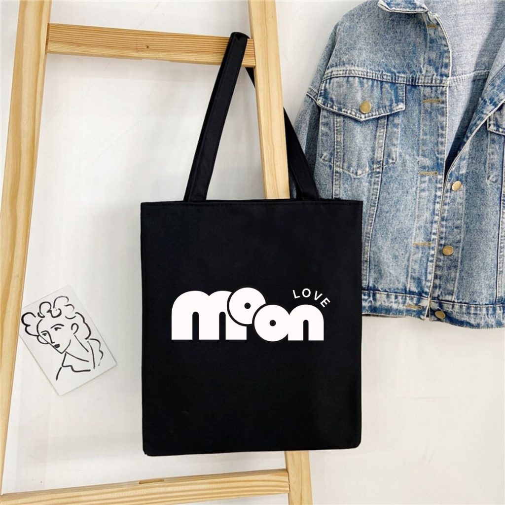 Túi tote màu đen mẫu chữ đơn giản - Túi tote vải canvas 33x37 có khóa kéo đựng vừa A4, laptop Loza TOTE19_thumbnail_9