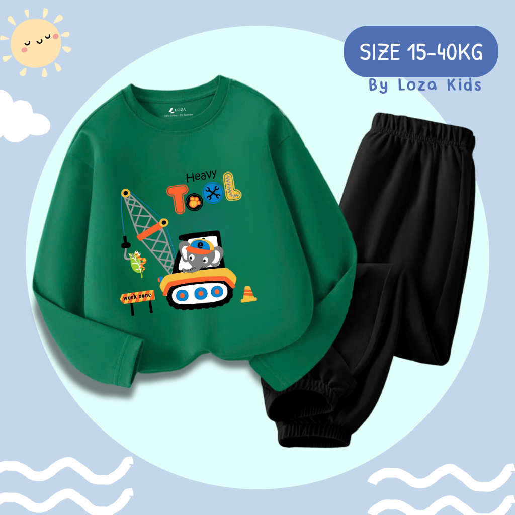 Bộ Thu - Đông bé trai in hình máy cần cẩu - Loza Kids BW466_thumbnail_2