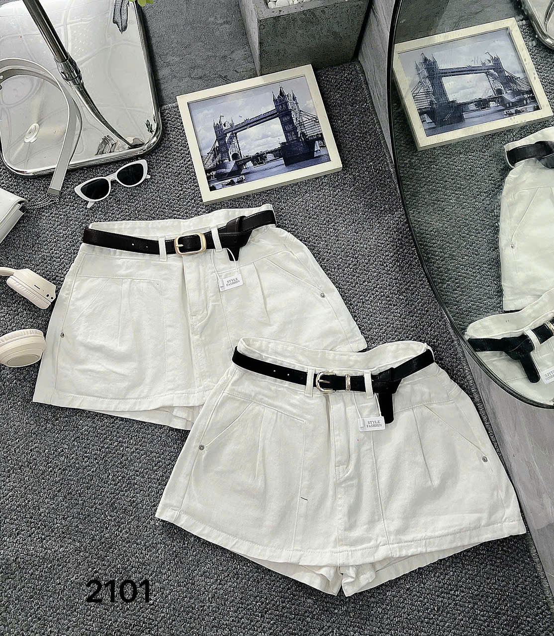 Quần váy jean xếp ly kiểu bigsize QVJ2101 dành cho nàng béo mập từ 55-90kg