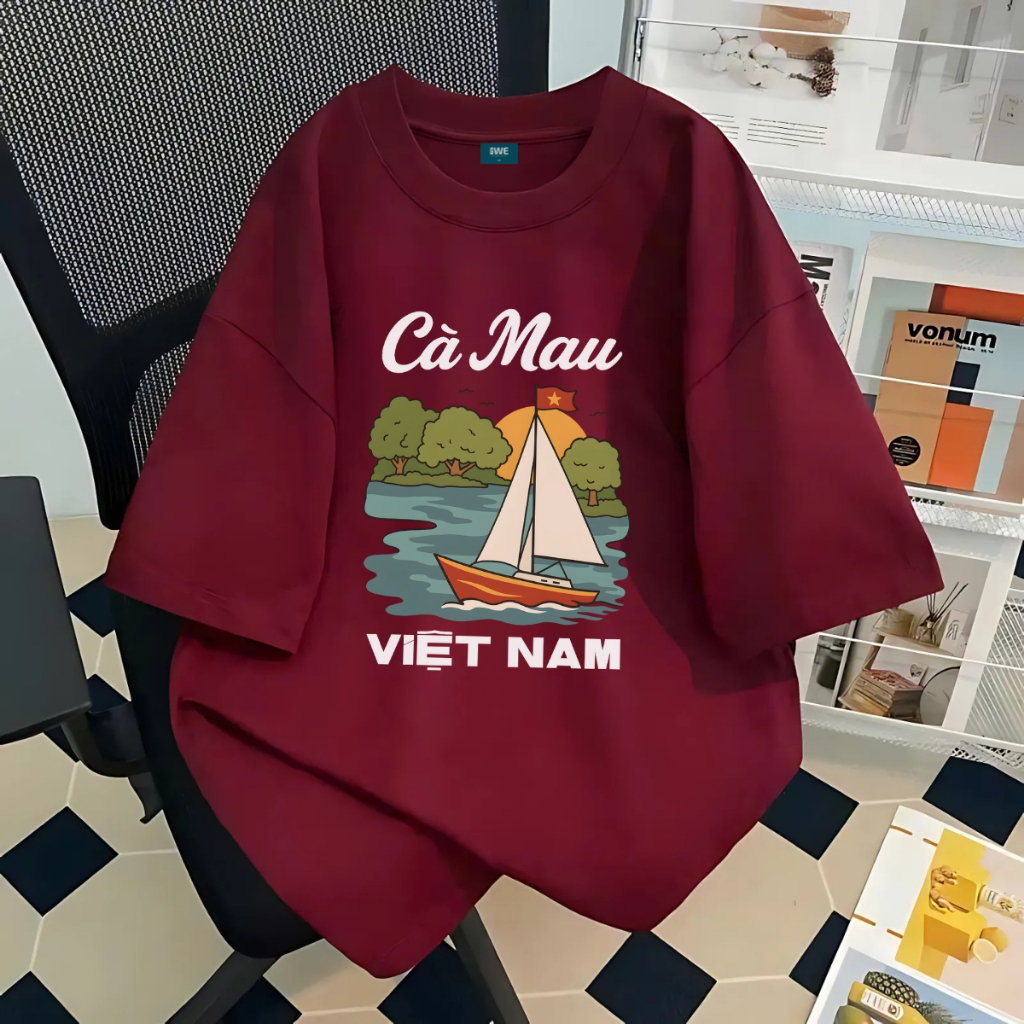 Áo thun du lịch Việt Nam, Huế, Đà Nẵng...dáng oversize rộng màu đỏ local brand We Tee - T036_thumbnail_10