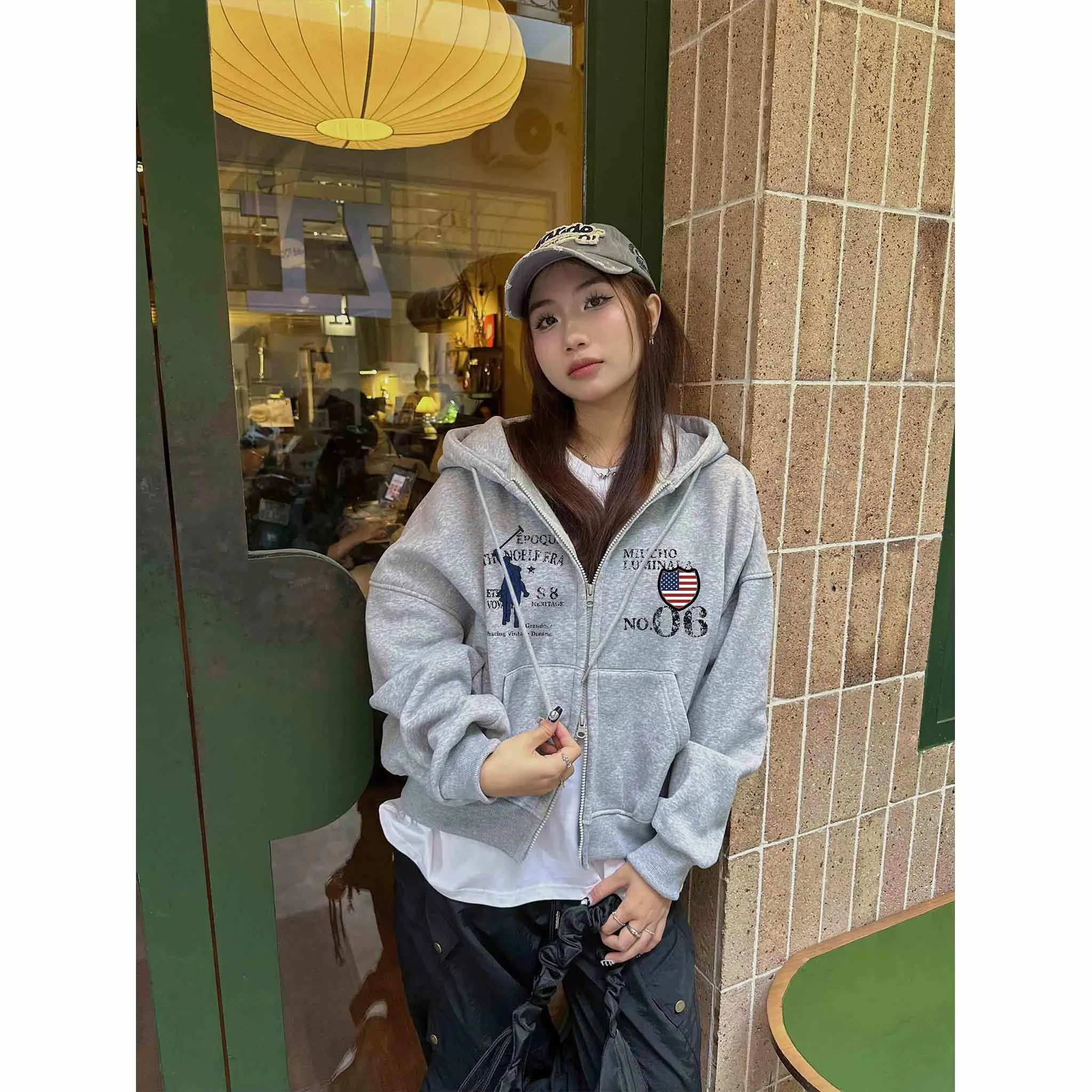 Áo hoodie zip form boxy unisex 2580 Miucho chất vải nỉ bông cao cấp thoáng mát có nón_thumbnail_2