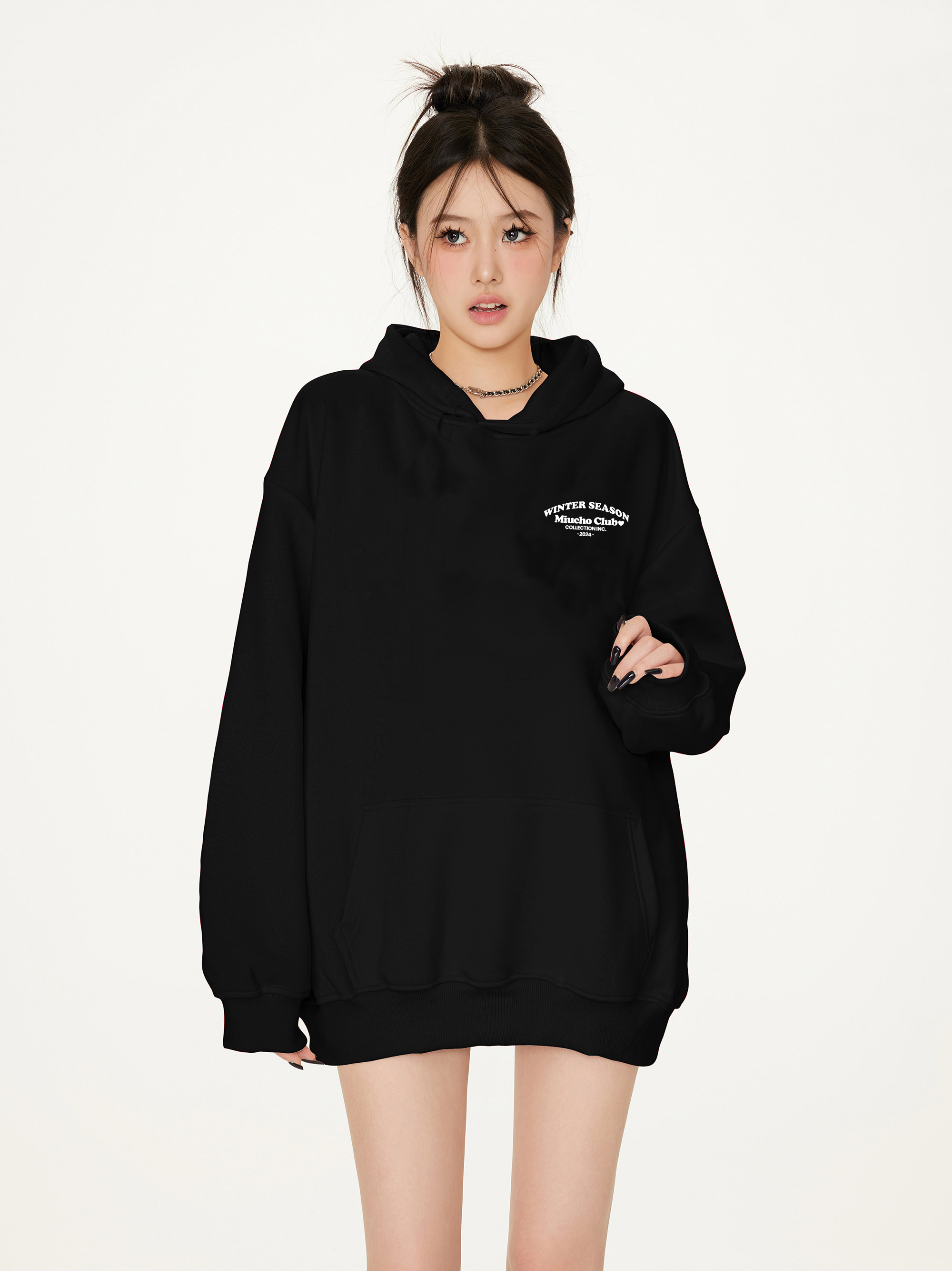 Áo hoodie nữ form rộng dày dặn vải nỉ chân cua HDD1632 Miucho in mix_thumbnail_5