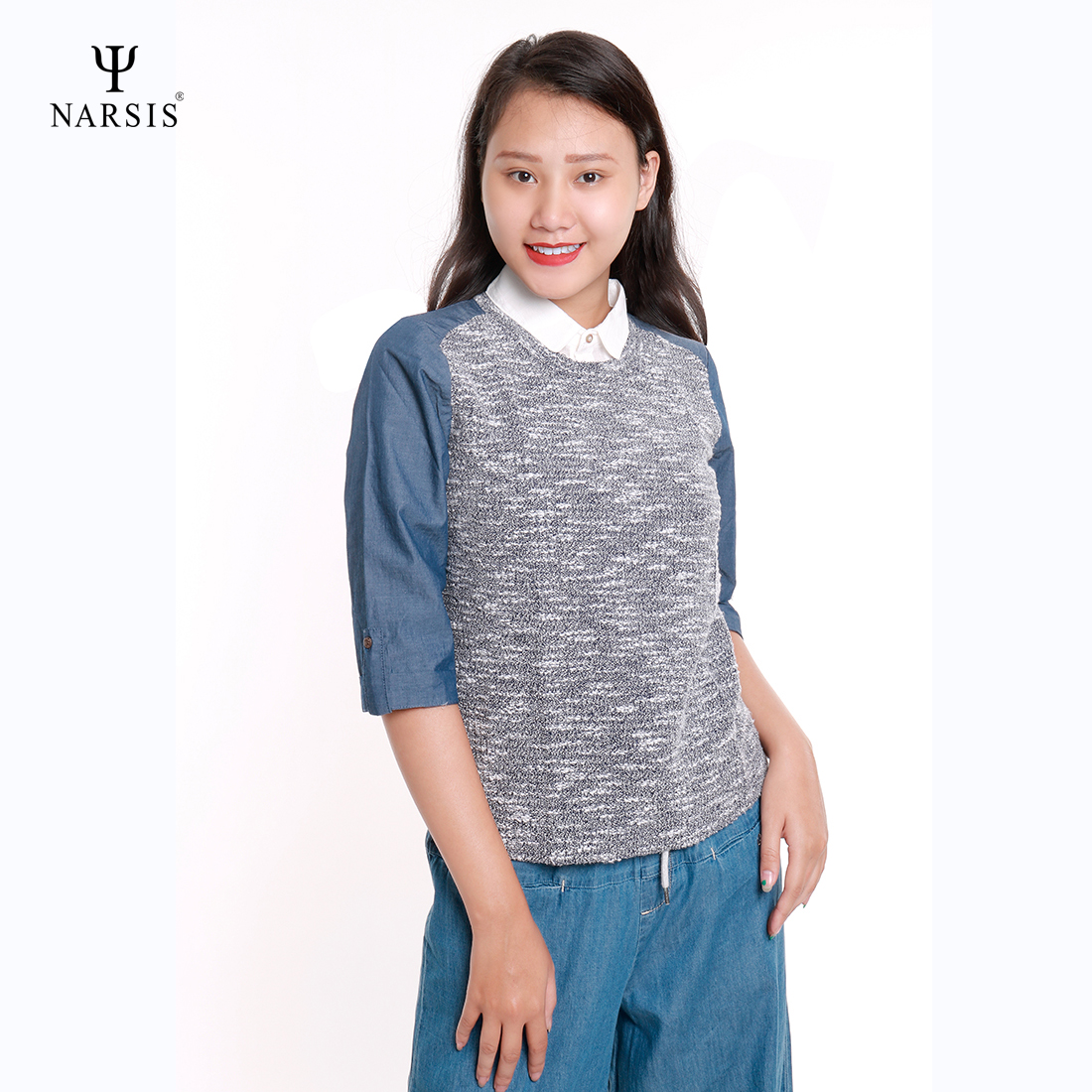 CỔ ÁO SƠ MI GIẢ NỮ - TRẮNG L9009 NARSIS CHẤT LIỆU THOÁNG MÁT, DỄ CHỊU, THOẢI MÁI CẢ NGÀY, DỄ VẬN ..._thumbnail_5