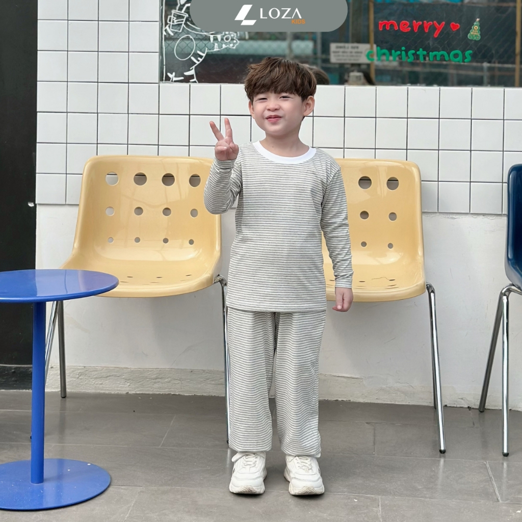 Bộ thun dài tay họa tiết kẻ ngang cho bé trai - Loza Kids TK001_thumbnail_1