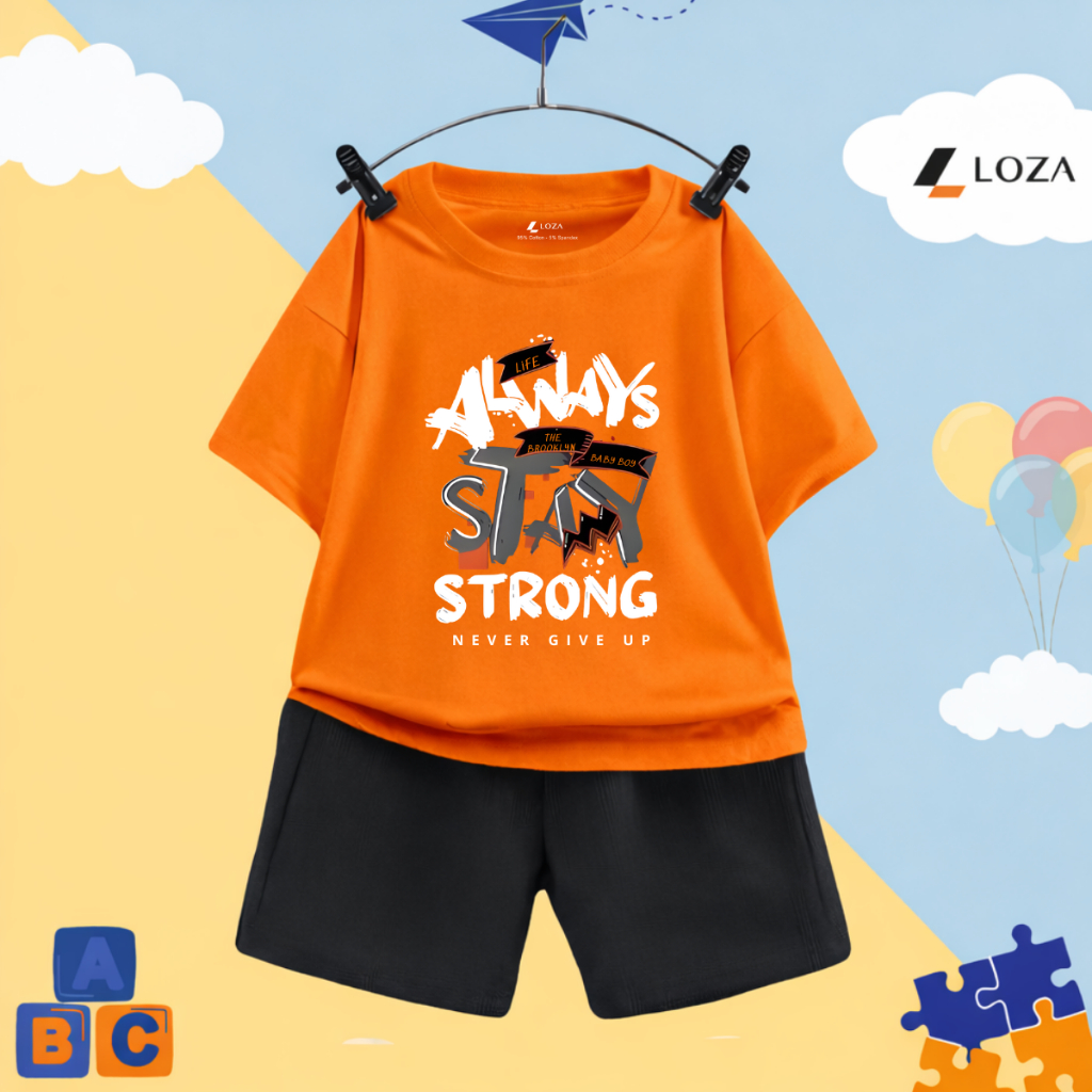 Set đồ bé trai hình ALWAYS STAY STRONG- Loza Kids SB600_thumbnail_5