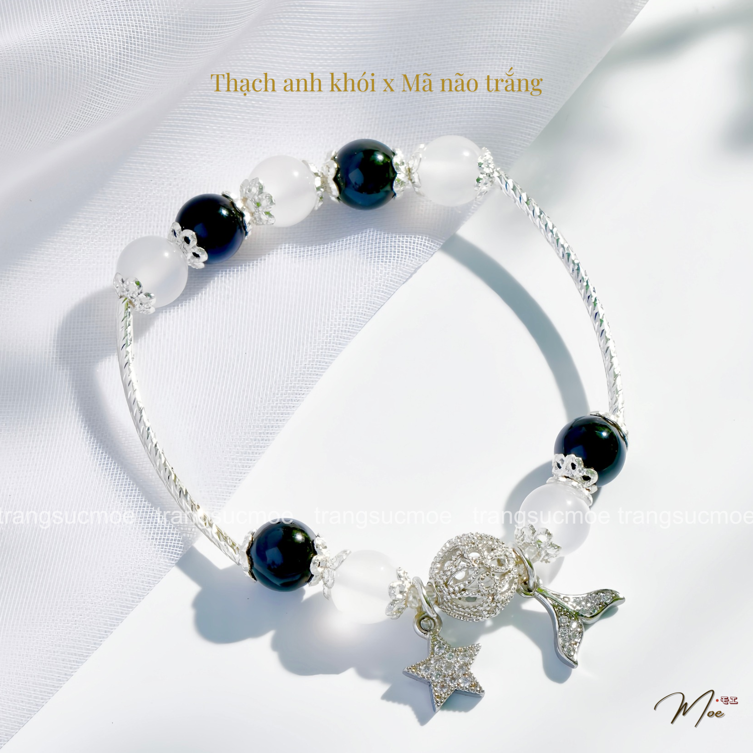 PT208 - Lắc tay đá phong thủy mix charm đuôi đá ngôi sao bạc (theo yêu cầu)_thumbnail_3