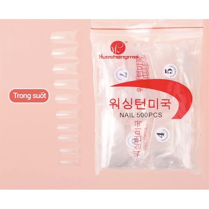 Móng nối (típ) - vuông - trong - trơn - lẻ size số 3