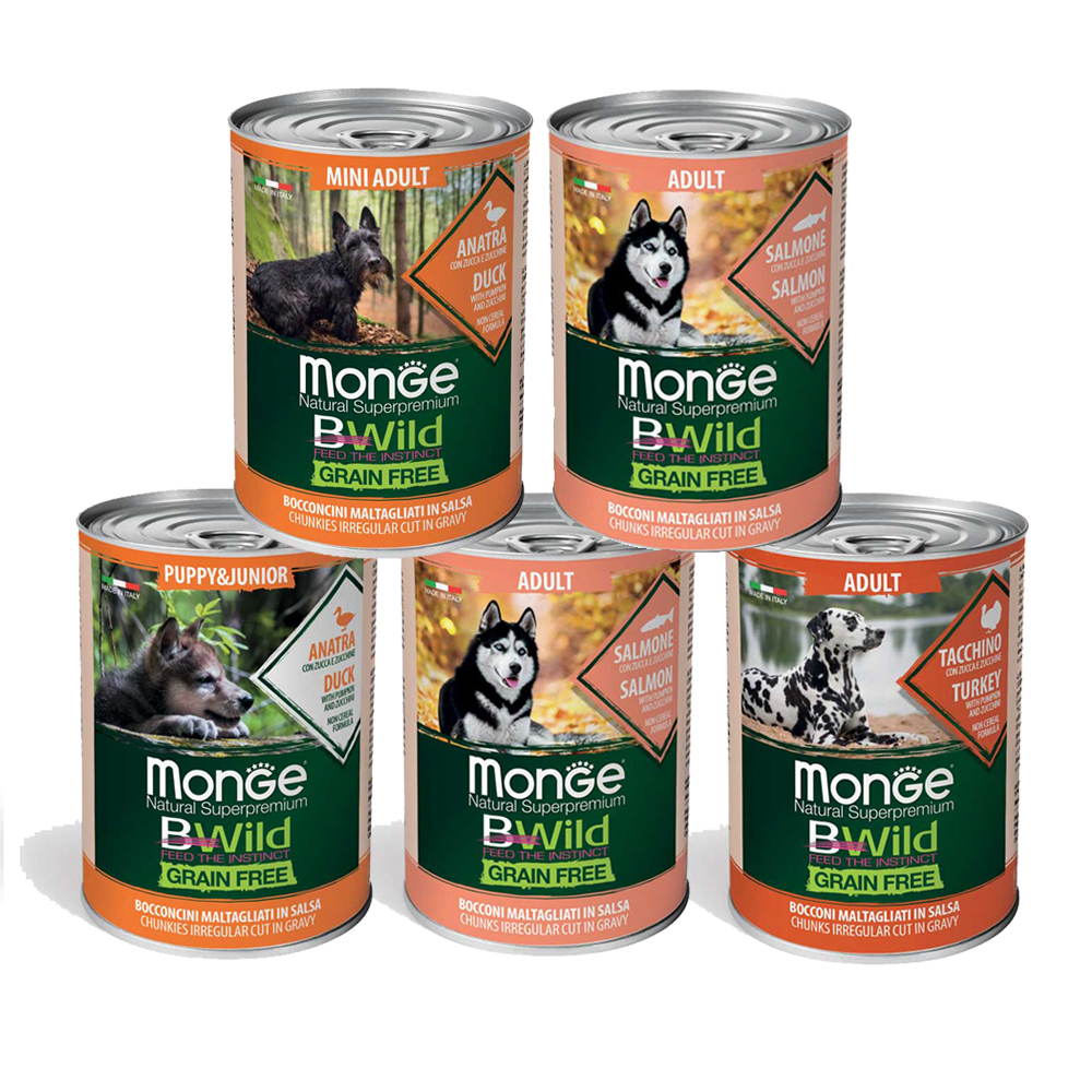 Pate MONGE Bwild cho chó Grain Free  400gr (Hương vị  Gà Tây, Bí đỏ và Bí Xanh)_thumbnail_3