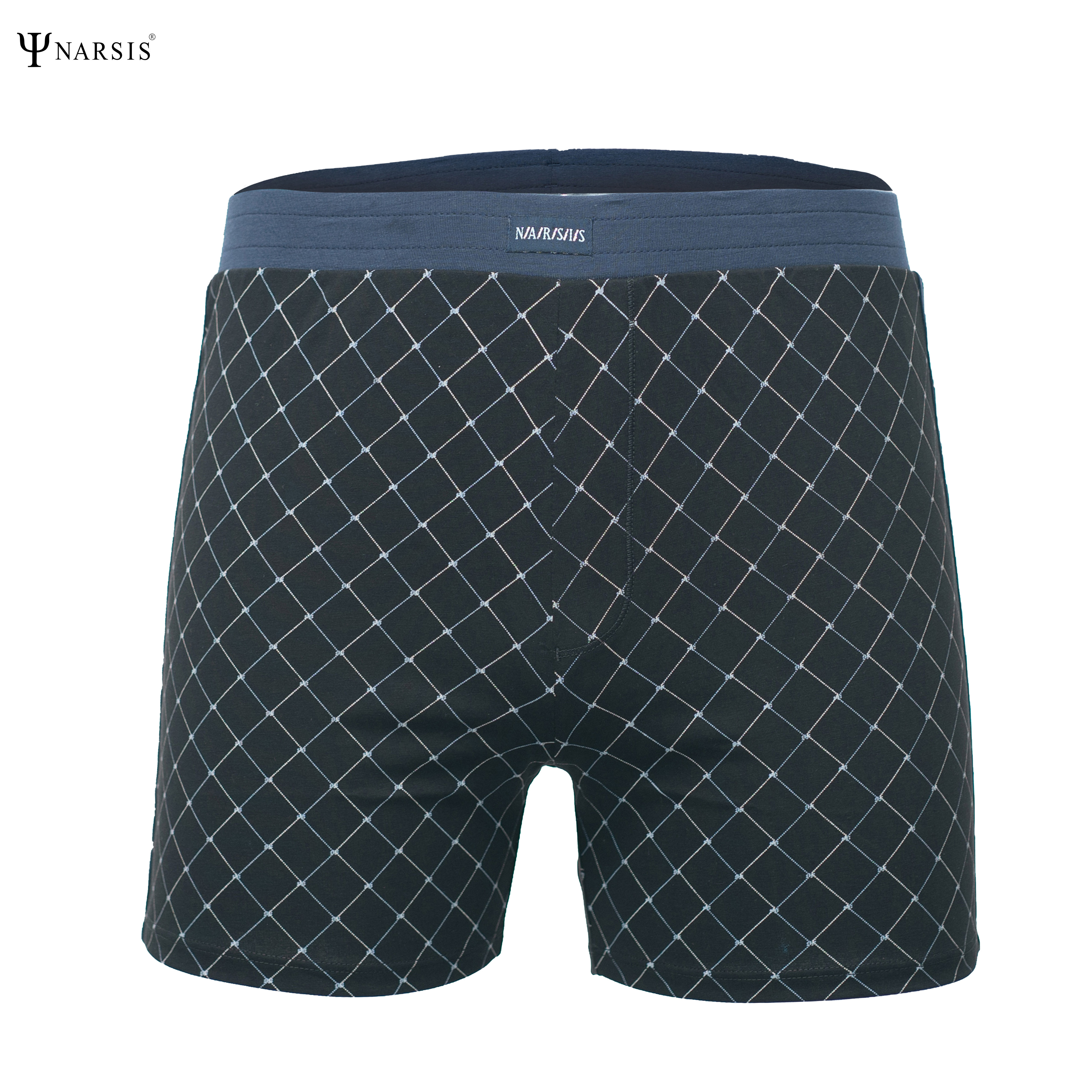 Quần đùi nam big size Narsis S25008 chất Cotton Spandex màu Caro đen, thiết kế thoáng khí, phù hợp mùa hè_thumbnail_3