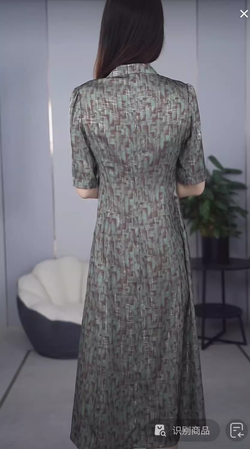 15341-Đầm suông lụa cổ cut out kết nút cách điệu ( lụa )_thumbnail_1