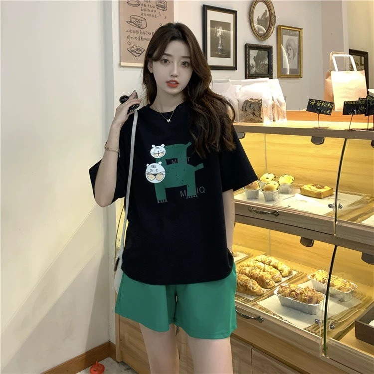 [Form Rộng] Đồ bộ nữ mùa hè - Set đồ nữ gồm áo thun+quần đùi cotton -  LOZA G0257