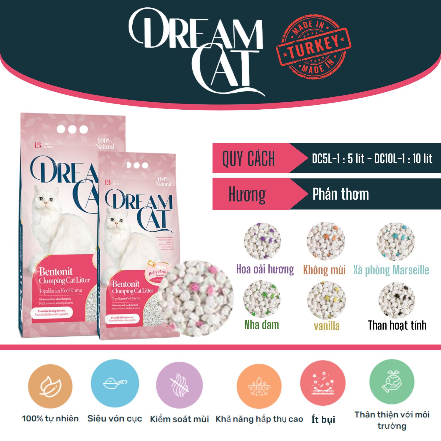 Cát vệ sinh cho mèo DREAMCAT - Dòng Baby Power Scented (Hương Phấn em bé) 5L_thumbnail_1