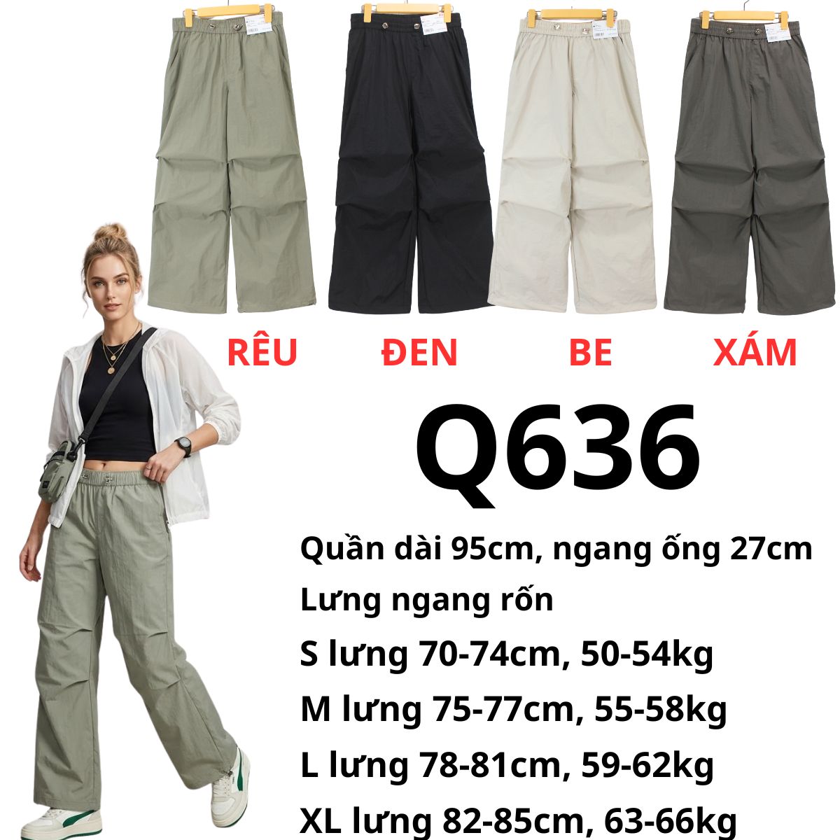 Q636- Quần gió suông